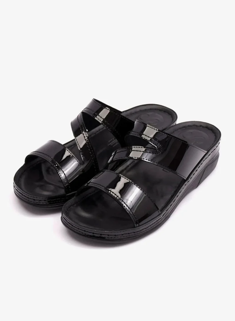 Comfort Plus COMFORT PLUS WOMENS LOW HEEL SOFT FOOTBED SANDALS BLACK